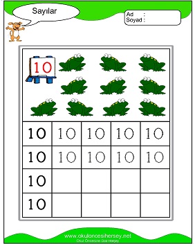okul öncesi 1 sayısı çizgi çalışması
